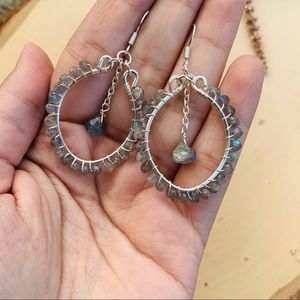 Labradorite Gemstone Hoop earrings